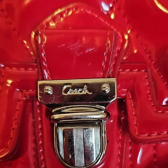 Coach 2011 Red Patent Leather Quilted Satchel - Picture 12 of 13